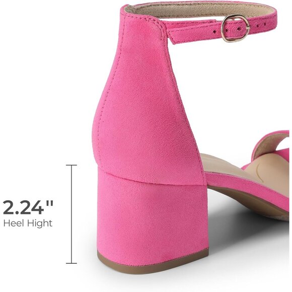 Dream Pairs Women's Fuchsia Suede Chunky Block Heel Ankle Strap Sandals Shoes - Picture 4 of 8